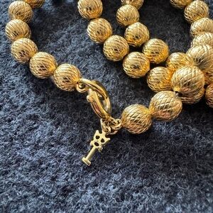 CROWN TRIFARI Vintage Long Gold Beaded Necklace
